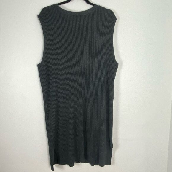 Cato Women’s Grau Ribbed Knit Longline Duster Vest Minimalist Academia Size 24W - Picture 2 of 10